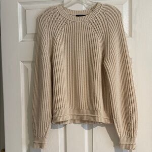 J Crew Cream Knit Sweater Medium
